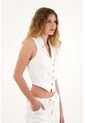 Tennis Chaleco Blanco En 100% Lino Para Mujer de Tennis
