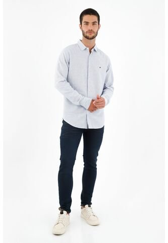 Tennis Camisa Azul Con Mini Raqueta Bordada Para Hombre Tennis