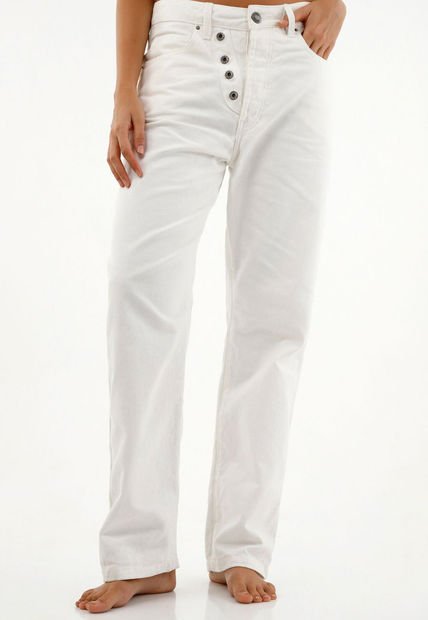 Jean Crudo Con Botones Para Mujer