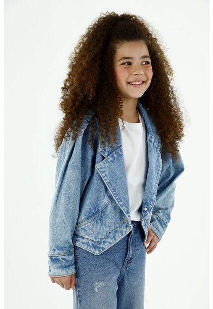 Chaqueta Para Niña En Jean Tipo Blazer