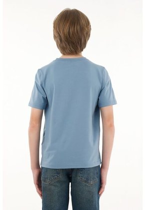 Camiseta Azul Con Estampado En Alta Densidad Para Niño