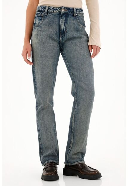 Tennis Jean Recto Tiro Bajo Azul Oscuro Para Mujer