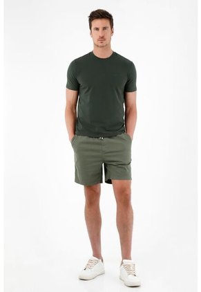 Tennis Bermuda Verde Con Pretina Elástica Para Hombre