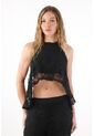 Tennis Camisa Amplia En Encaje Negra Para Mujer de Tennis