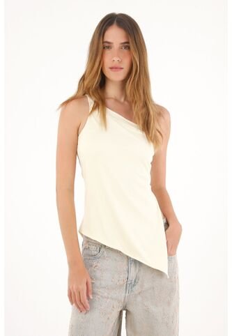 Tennis Camiseta En Rib De Un Solo Hombro Crudo Para Mujer Tennis