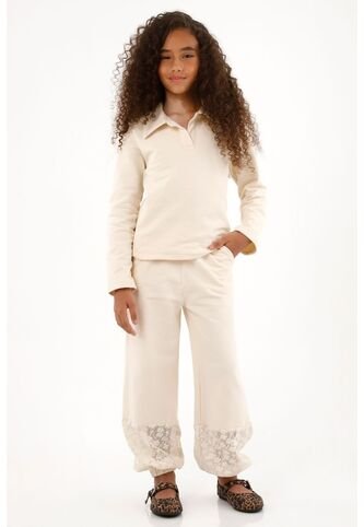 Pantalón Jogger Con Detalles De Encaje Crudo Para Niña Tennis