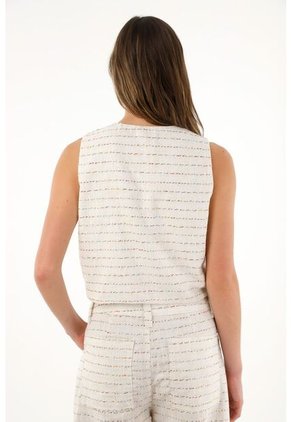 Tennis Chaleco En Tweed Con Botones Para Mujer