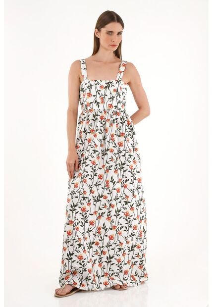 Vestido Estampado Largo De Tiras Para Mujer