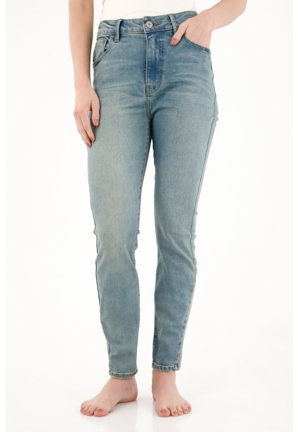 Tennis Jean Jegging Tiro Alto Azul Para Mujer