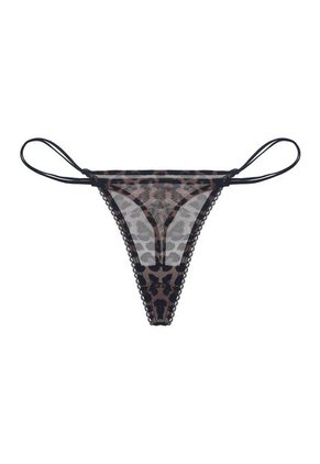 Panty Tipo Tanga Con Encaje Y Estampado Animal Print Para Mujer