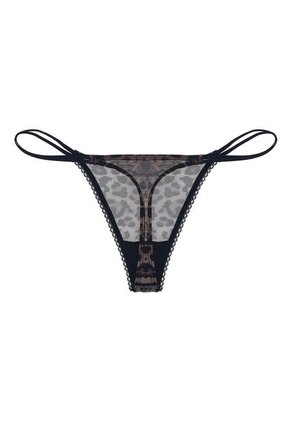 Panty Tipo Tanga Con Encaje Y Estampado Animal Print Para Mujer