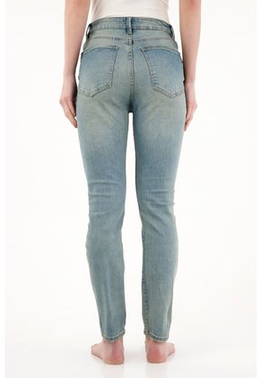 Tennis Jean Jegging Tiro Alto Azul Para Mujer