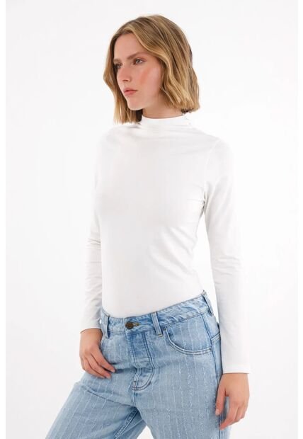 Tennis Camiseta Manga Larga Cuello Tortuga Crudo Para Mujer