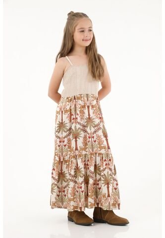Vestido Largo Estampado Para Niña Tennis
