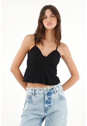 Tennis Camisa De Tiras Negra Para Mujer