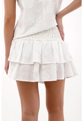 Tennis Falda Corta En Mix De Tela Con Boleros Crudo Para Mujer