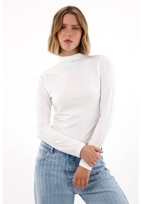 Tennis Camiseta Manga Larga Cuello Tortuga Crudo Para Mujer