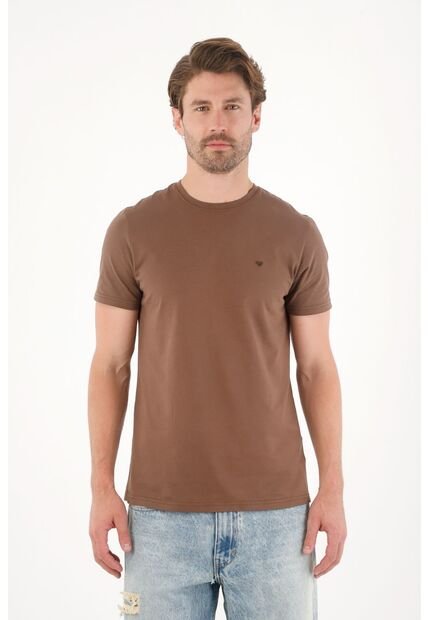 Tennis Camiseta Manga Corta Con Raqueta Bordada Café Para Hombre