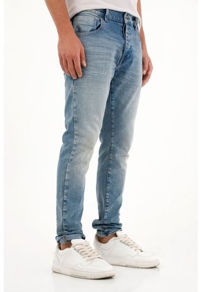 Tennis Jean Skinny De Tiro Medio Con Arrugas 3D Para Hombre