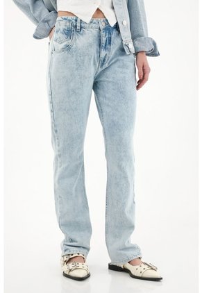 Tennis Jean Recto Tiro Medio Azul Claro Para Mujer