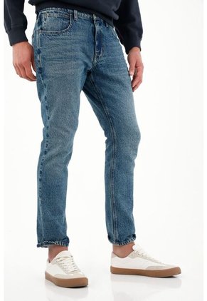 Jean Recto De Tiro Alto Con Doble Pretina Para Hombre