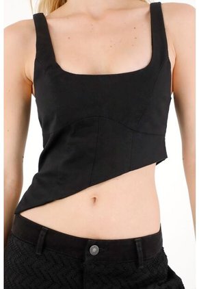 Tennis Camisa Tipo Crop Negra Para Mujer