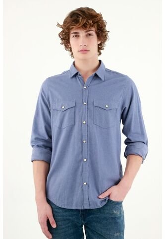 Tennis Camisa Manga Larga Azul Para Hombre Tennis