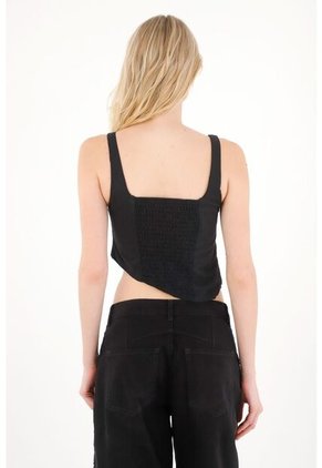 Tennis Camisa Tipo Crop Negra Para Mujer