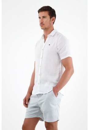 Tennis Camisa Blanca En Lino Para Hombre