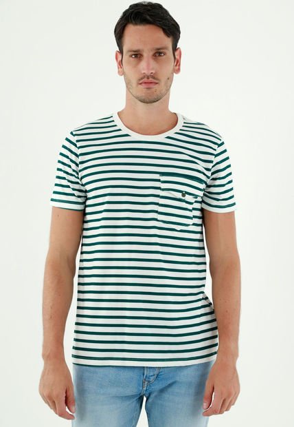 Camiseta De Rayas Verdes Para Hombre