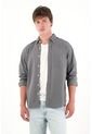 Tennis Camisa Clásica Manga Larga Gris Para Hombre de Tennis