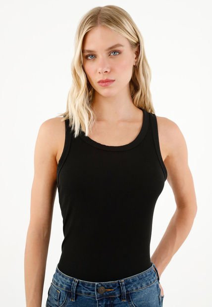 Camiseta Negra Manga Sisa Para Mujer