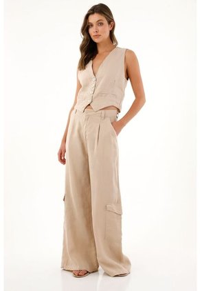 Chaleco Café Con Botones Para Mujer