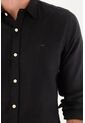 Tennis Camisa Para Hombre Lino Negro Corte Regular Con Botones Claros de Tennis