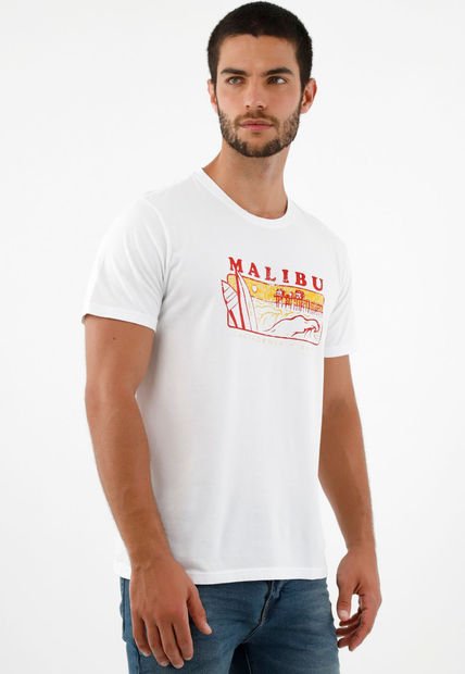 Camiseta Blanca Estampada En Frente Para Hombre