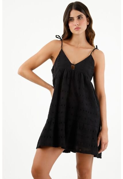 Vestido Negro De Tiras Para Mujer