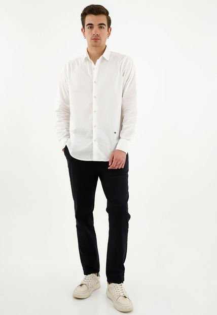 Camisa Manga Larga Blanca Para Hombre