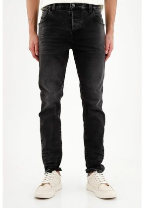 Jean Skinny Con Arrugas 3D Negro Para Hombre