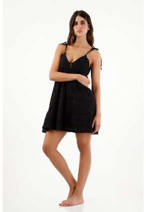 Vestido Negro De Tiras Para Mujer
