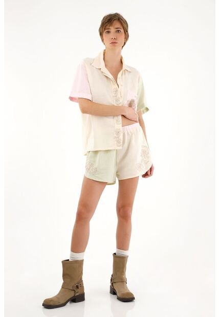 Tennis Bermuda Corta Multicolor Con Bordados Para Mujer