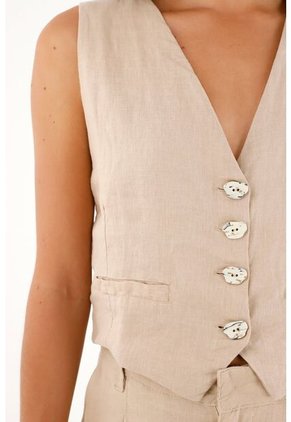 Chaleco Café Con Botones Para Mujer