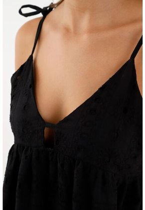 Vestido Negro De Tiras Para Mujer