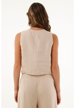 Chaleco Café Con Botones Para Mujer