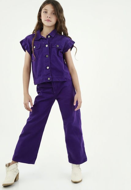Chaleco Manga Corta Morado Para Niña