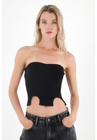 Tennis Camiseta Strapless Negra Para Mujer Tennis