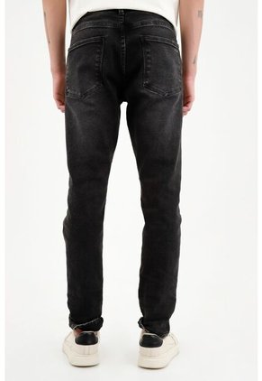 Jean Skinny Con Arrugas 3D Negro Para Hombre