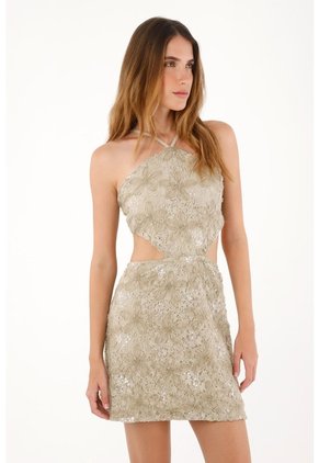 Tennis Vestido Corto Con Detalles De Brillo Verde Para Mujer