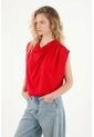 Tennis Camiseta Con Drappeado Rojo Para Mujer de Tennis
