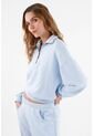 Tennis Buzo Para Mujer En Algodón Azul Cielo Fit Relajado Con Media Cremallera de Tennis