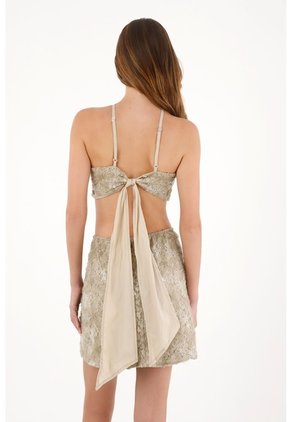 Tennis Vestido Corto Con Detalles De Brillo Verde Para Mujer